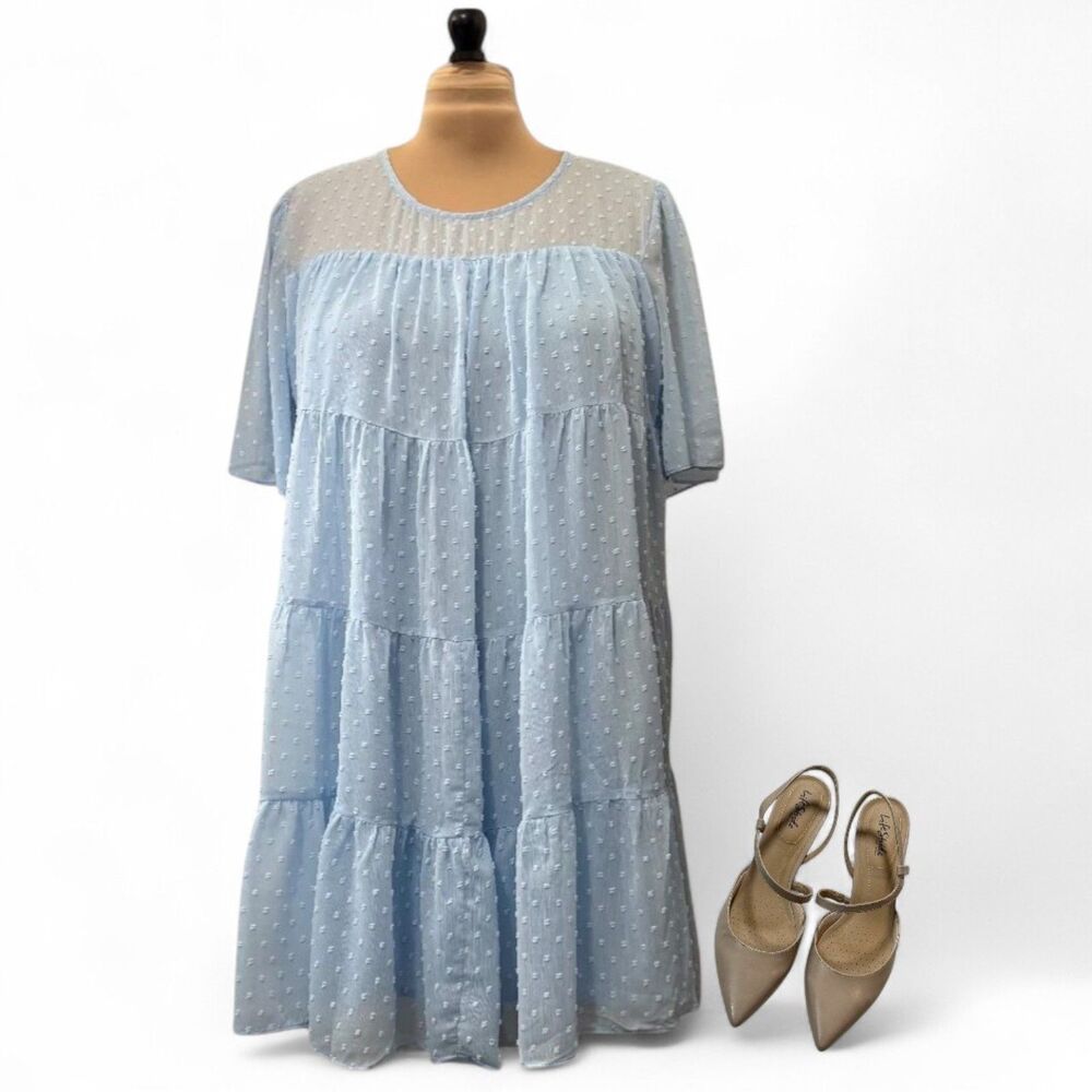 MITTOSHOP Shift Dress in Sky Blue, NEW WITH TAGS! Size 1X Plus 1XL - Picture 9 of 9